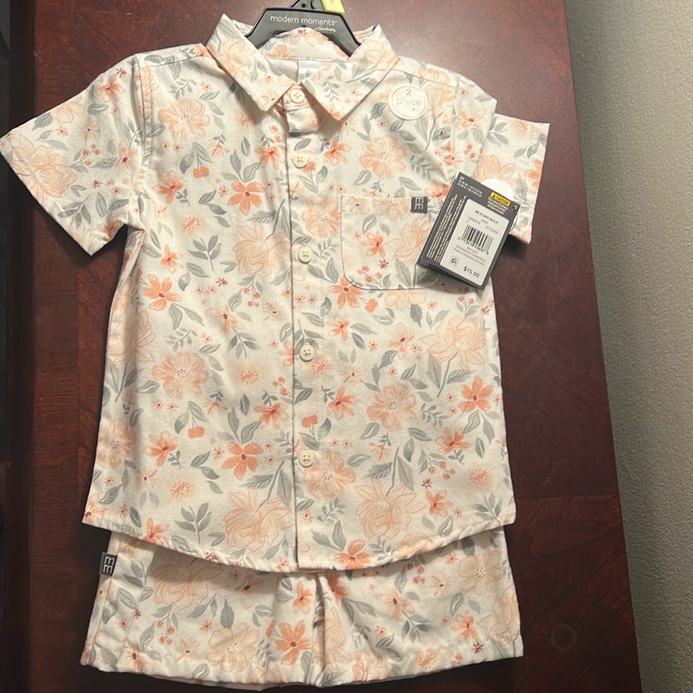 Floral button down shirt set